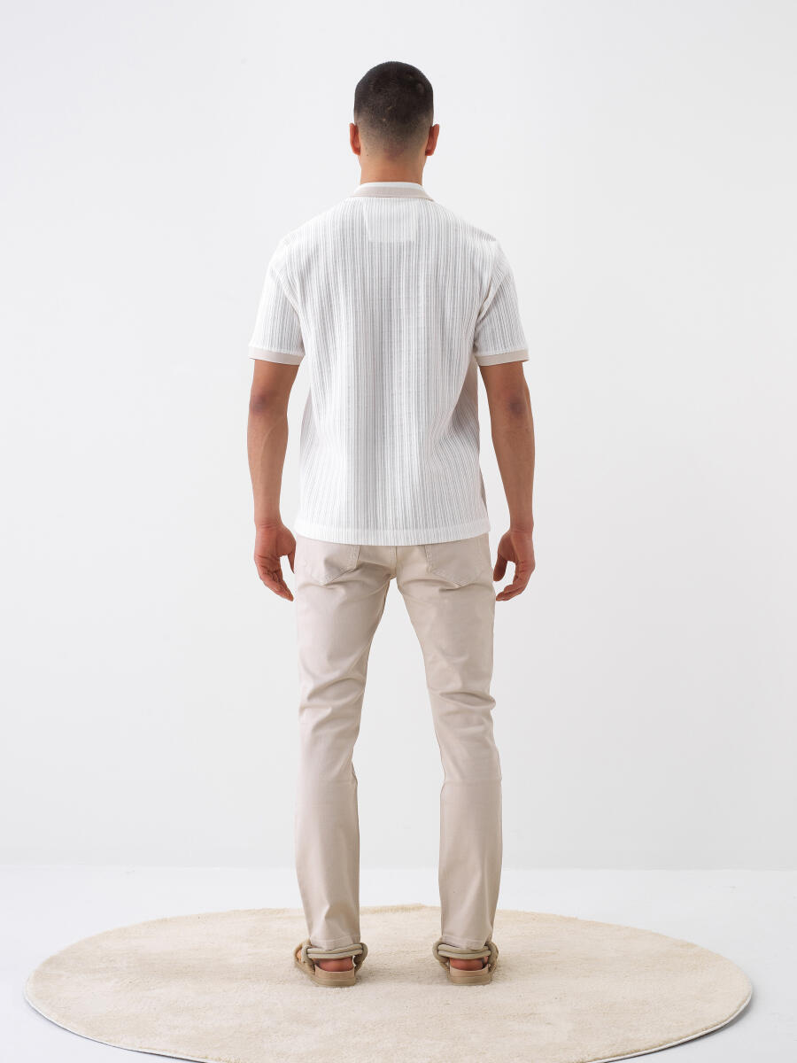 Beyaz Regular Fit Pamuklu Tişört - 5