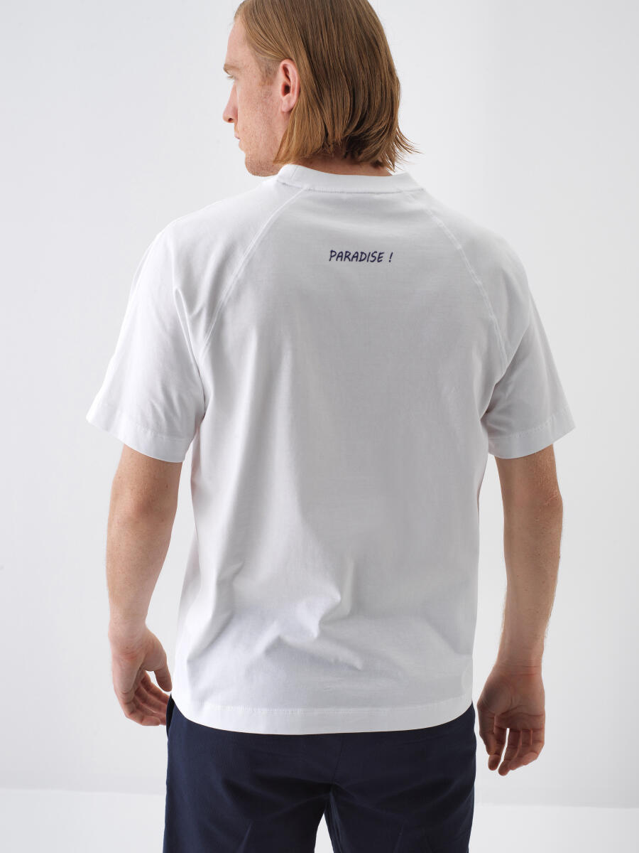 Beyaz Regular Fit Pamuklu Tişört - 5