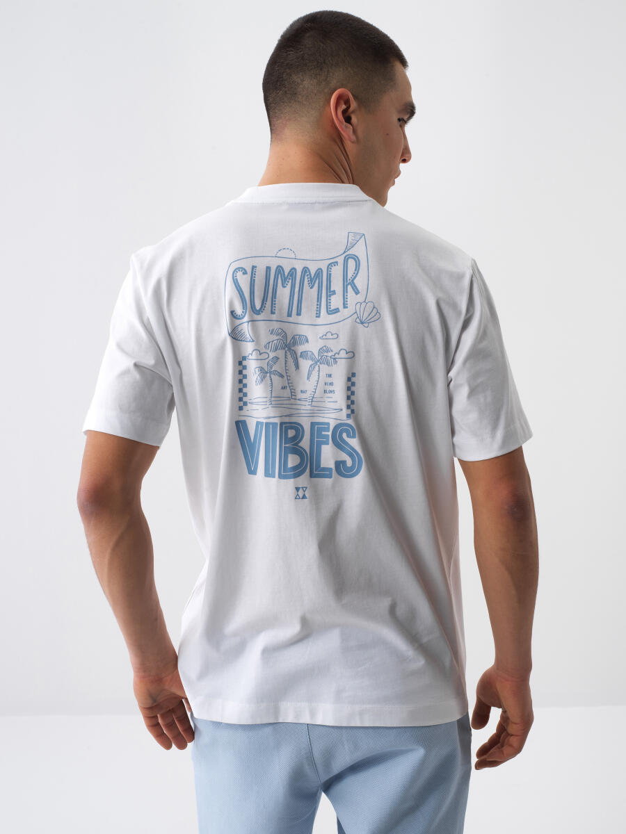 Beyaz Regular Fit Pamuklu Tişört - 2