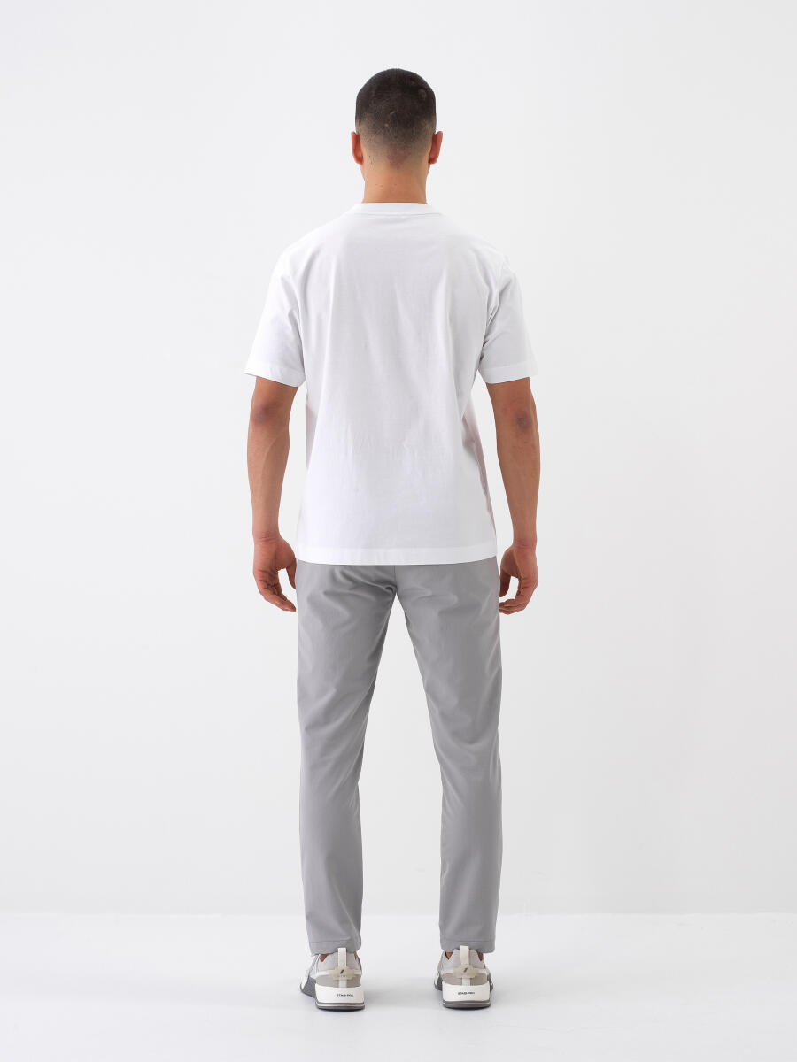 Beyaz Regular Fit Pamuklu Tişört - 5