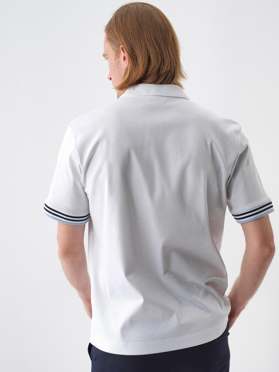 Beyaz Regular Fit Pamuklu Tişört - 4