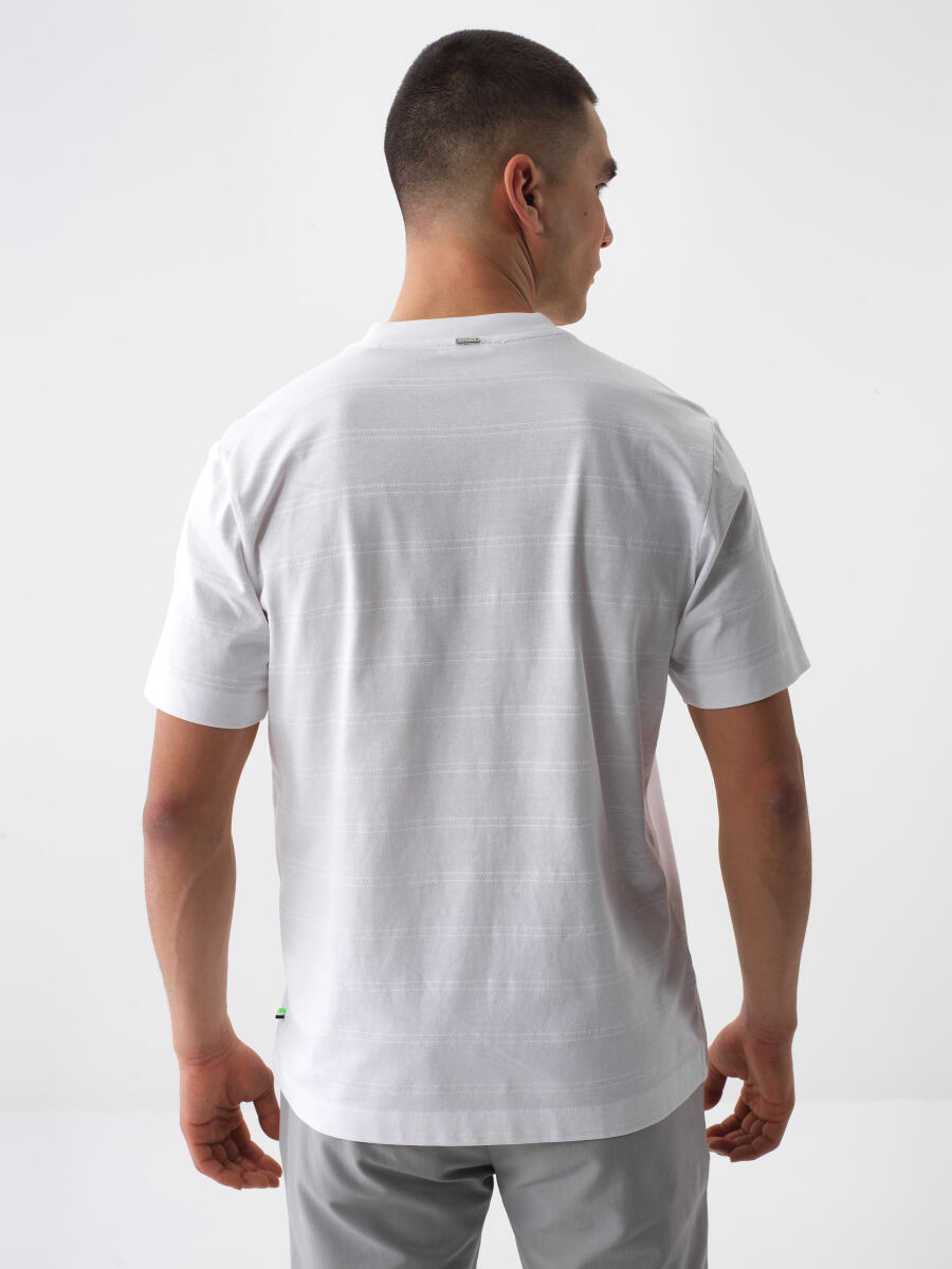 Beyaz Regular Fit Pamuklu Tişört - 4