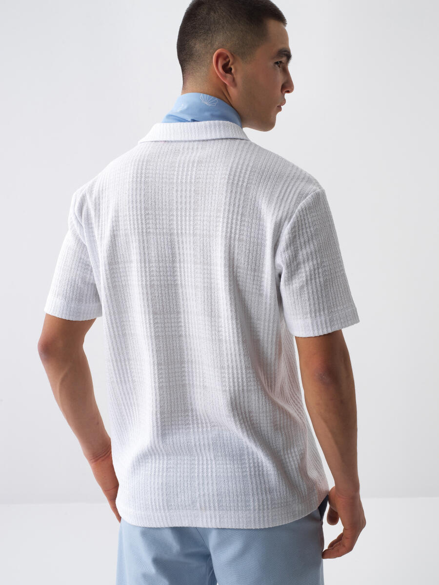 Beyaz Regular Fit Pamuklu Tişört - 5