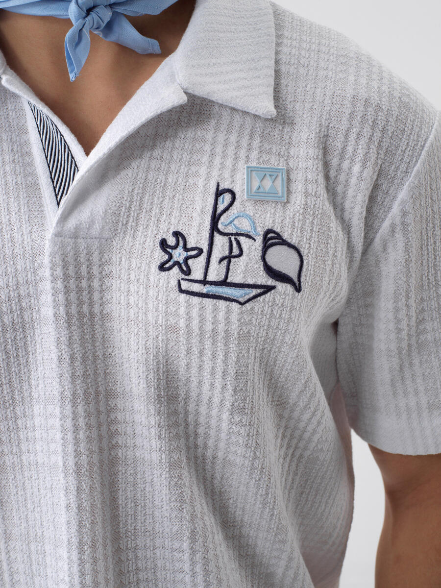 Beyaz Regular Fit Pamuklu Tişört - 3