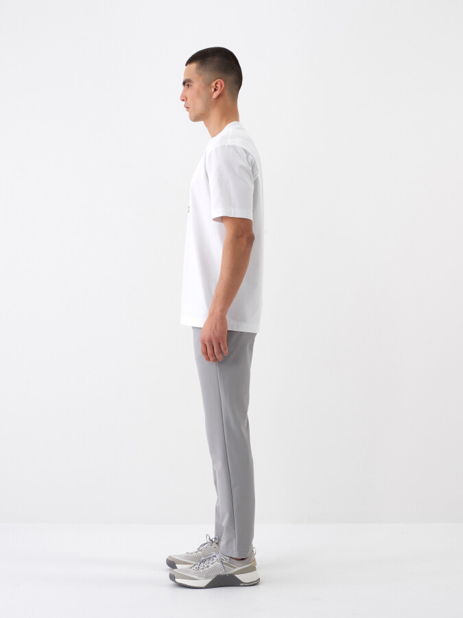 Beyaz Regular Fit Pamuklu Tişört - Xint