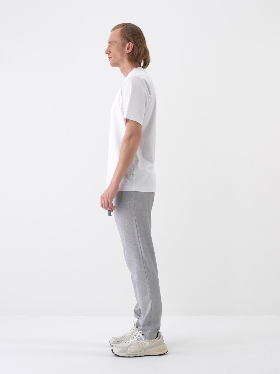 Beyaz Regular Fit Pamuklu Tişört - 4