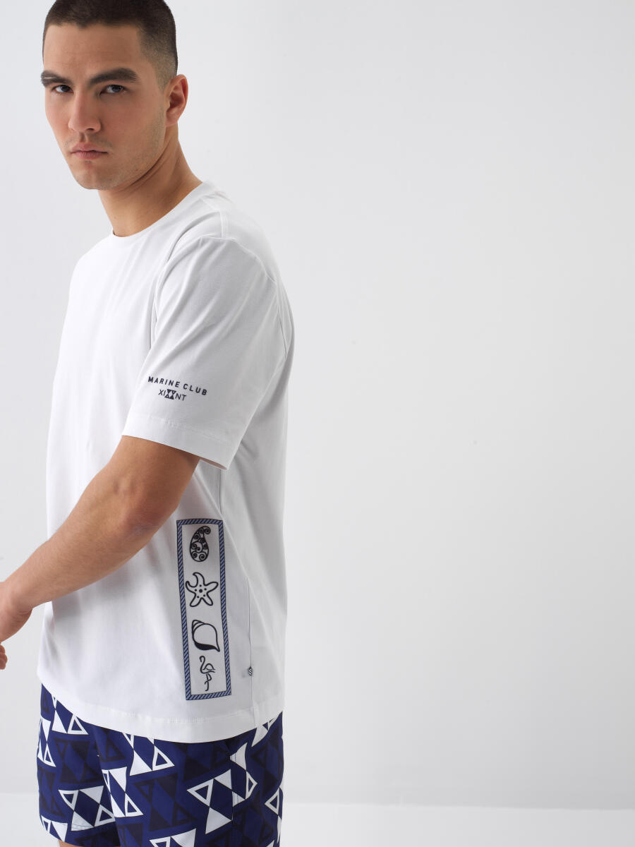 Beyaz Regular Fit Pamuklu Tişört