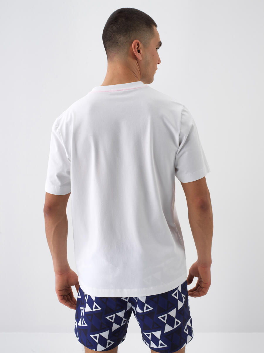 Beyaz Regular Fit Pamuklu Tişört - 4