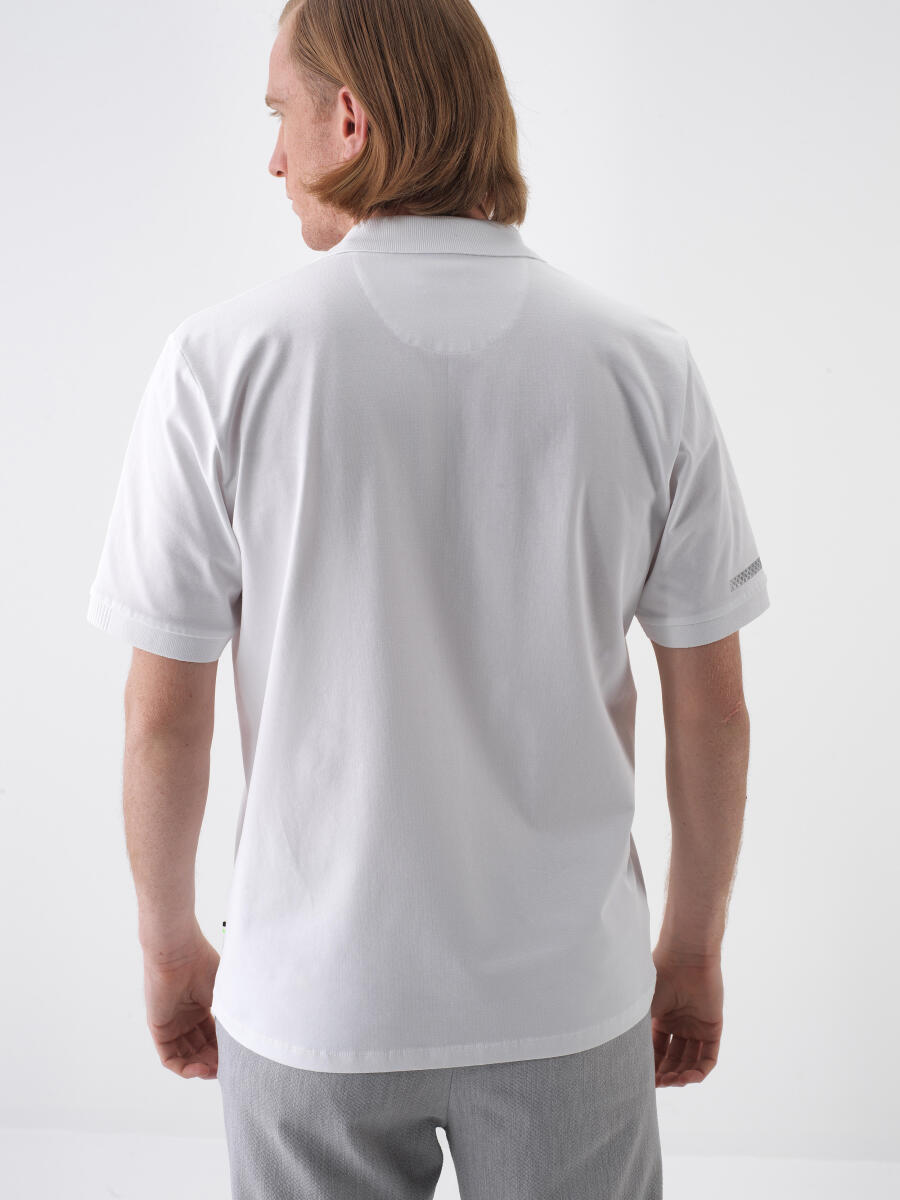Beyaz Regular Fit Pamuklu Tişört - 3