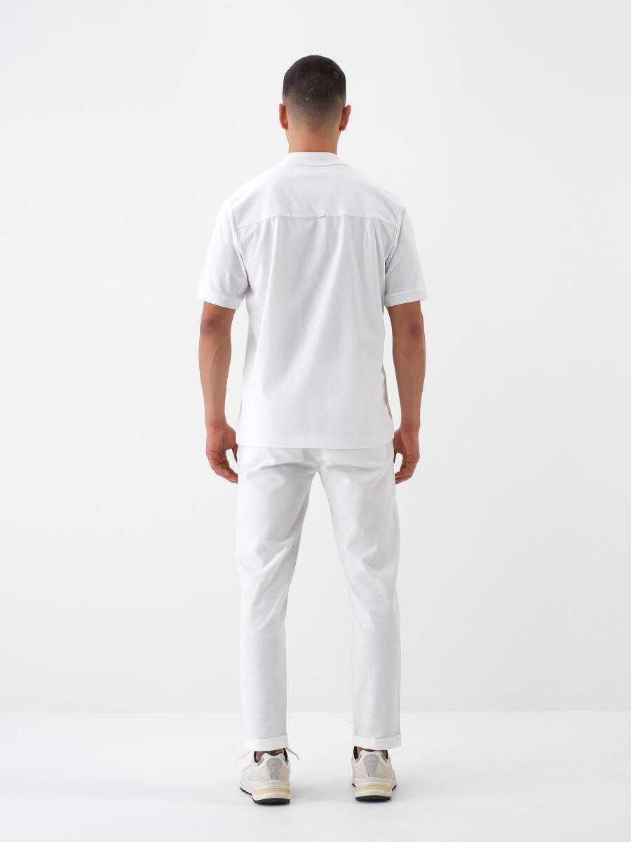 Beyaz Regular Fit Pamuklu Tişört - 5
