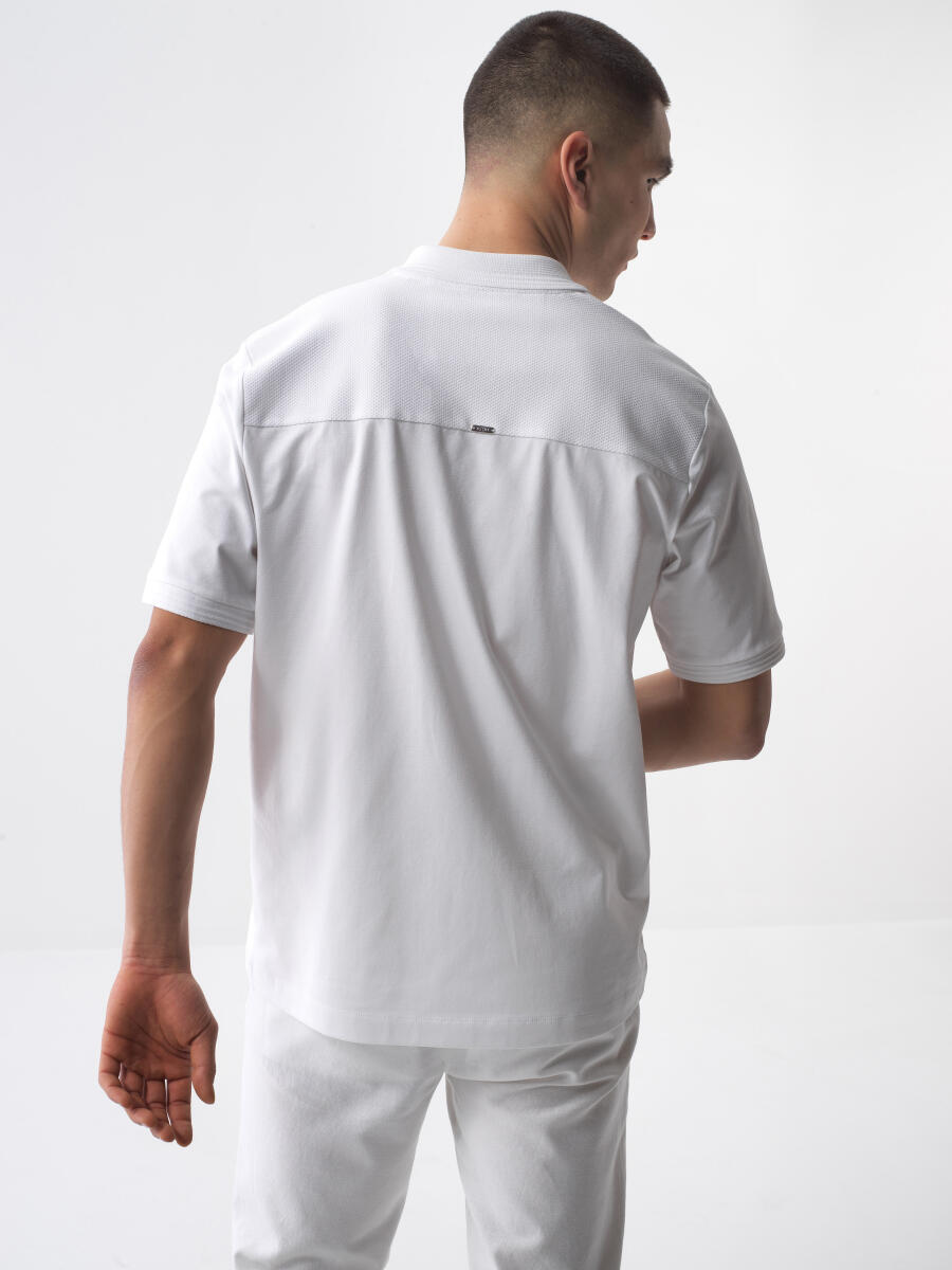 Beyaz Regular Fit Pamuklu Tişört - 4