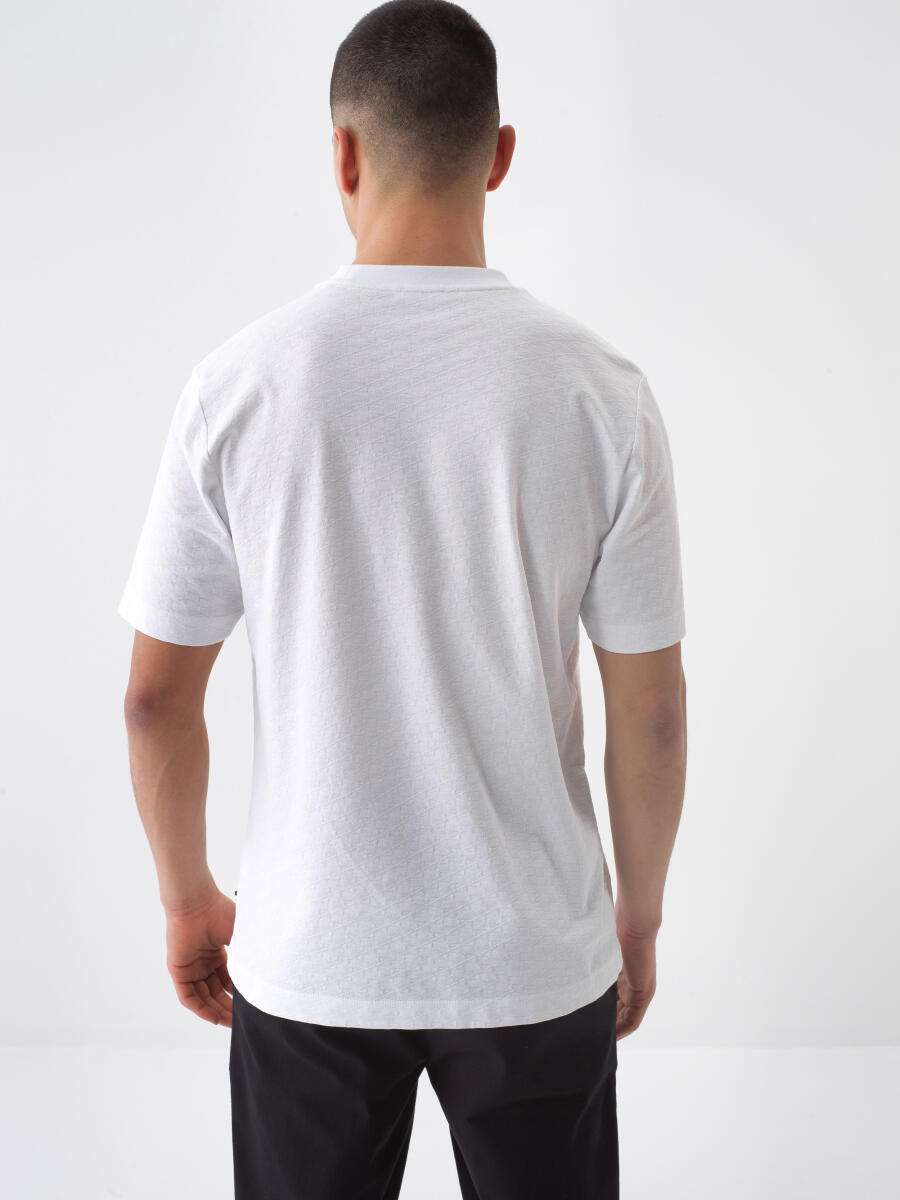 Beyaz Regular Fit Pamuklu Tişört - 3