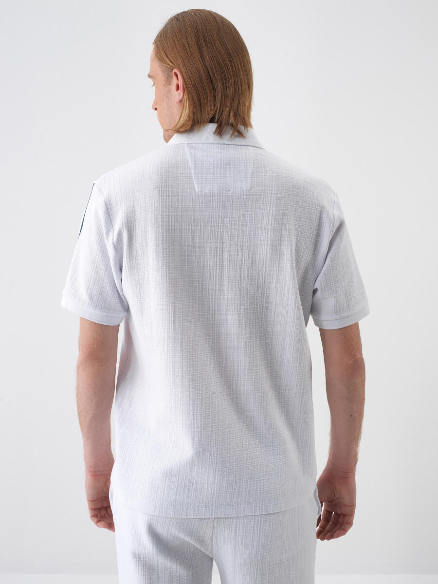 Beyaz Regular Fit Pamuklu Tişört - 4