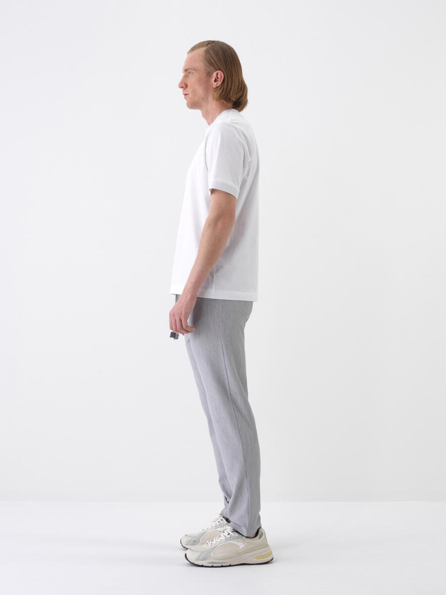 Beyaz Regular Fit Pamuklu Tişört - 3