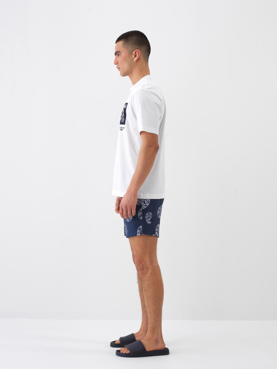 Beyaz Regular Fit Pamuklu Tişört - 3