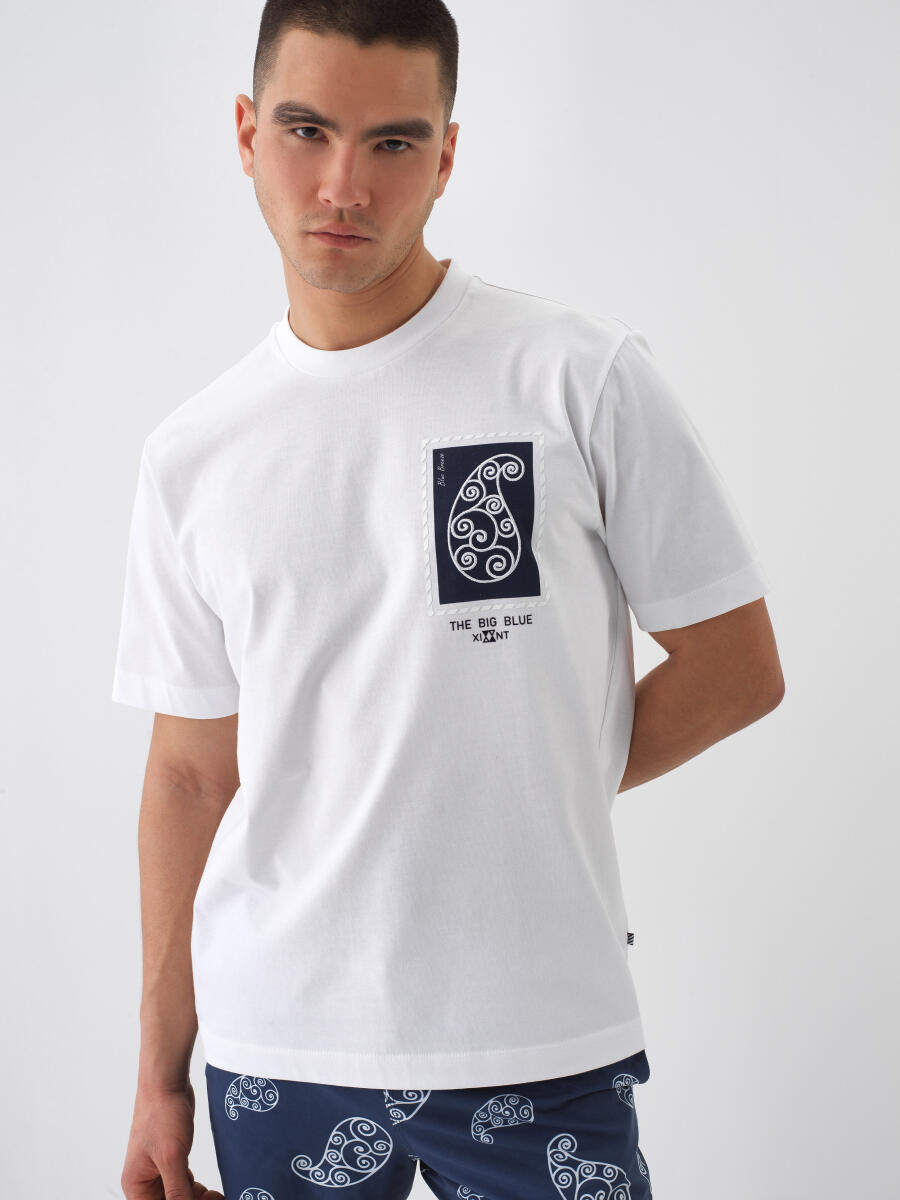 Beyaz Regular Fit Pamuklu Tişört