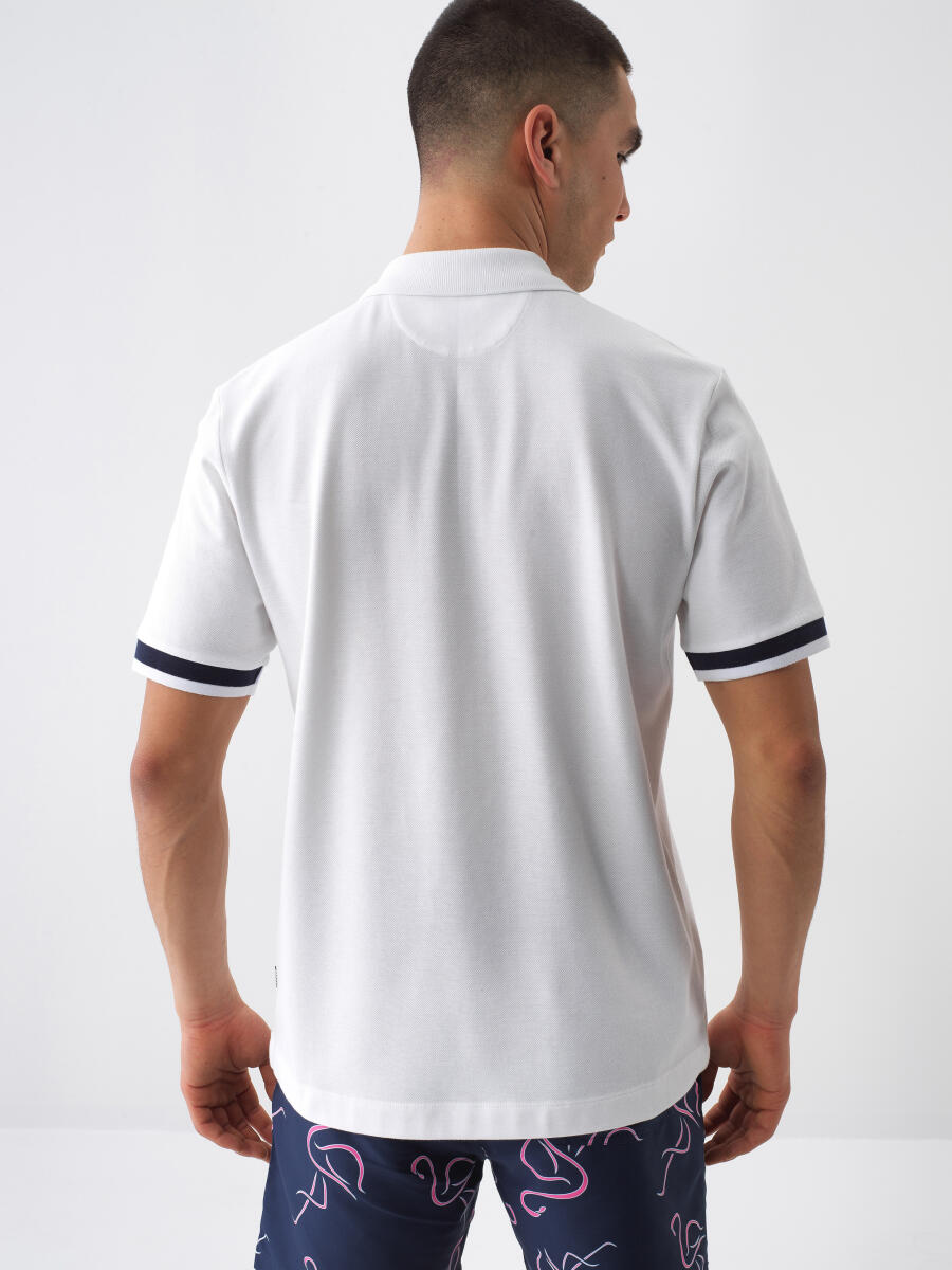 Beyaz Regular Fit Pamuklu Tişört - 4