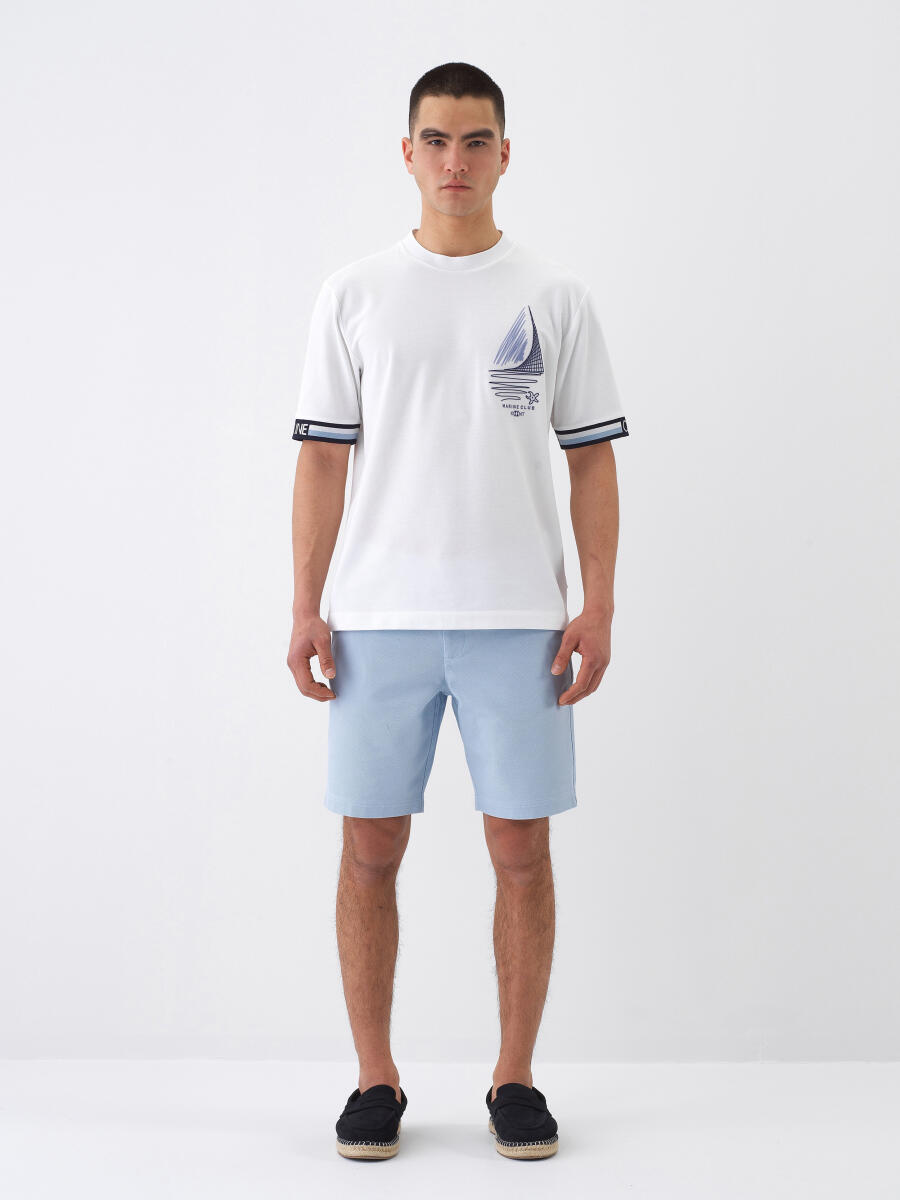 Beyaz Regular Fit Pamuklu Tişört - 4
