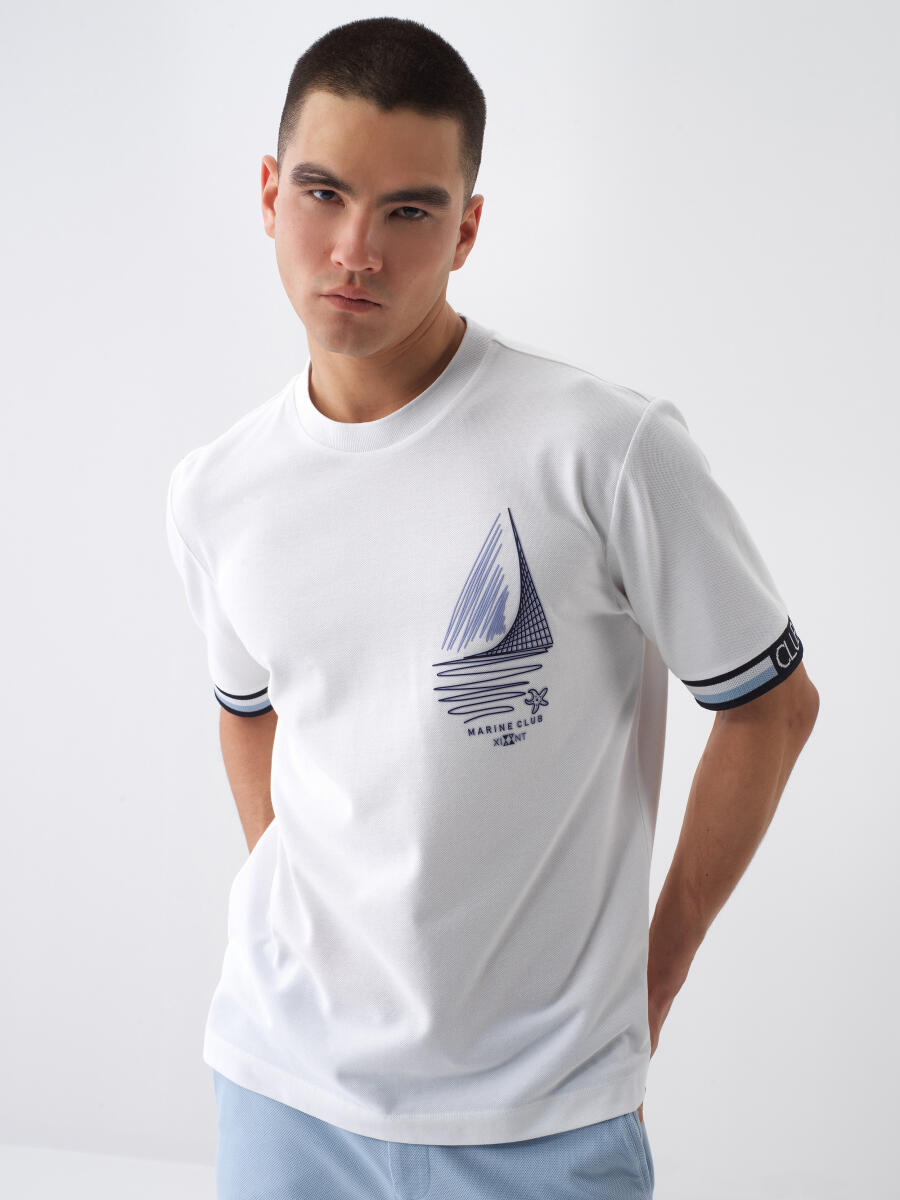 Beyaz Regular Fit Pamuklu Tişört