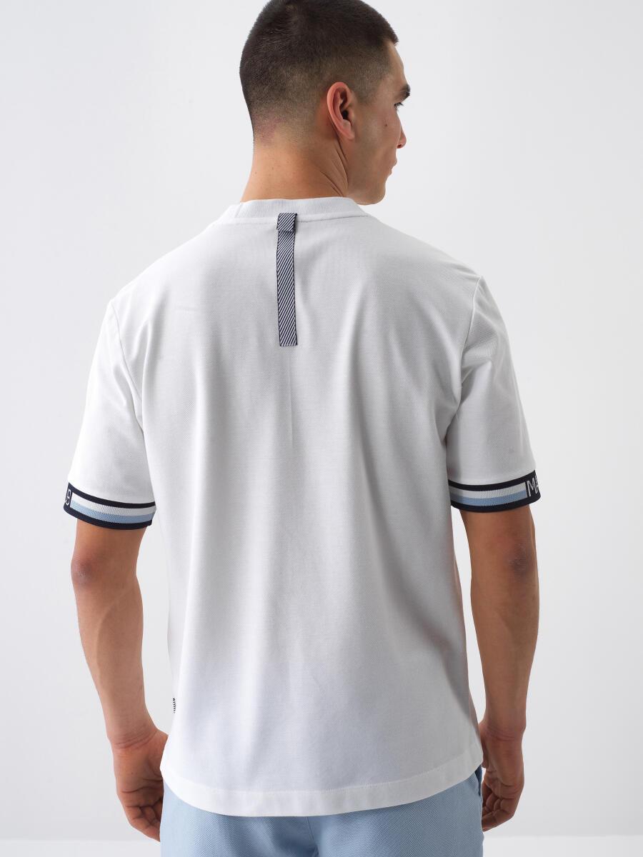 Beyaz Regular Fit Pamuklu Tişört - 5