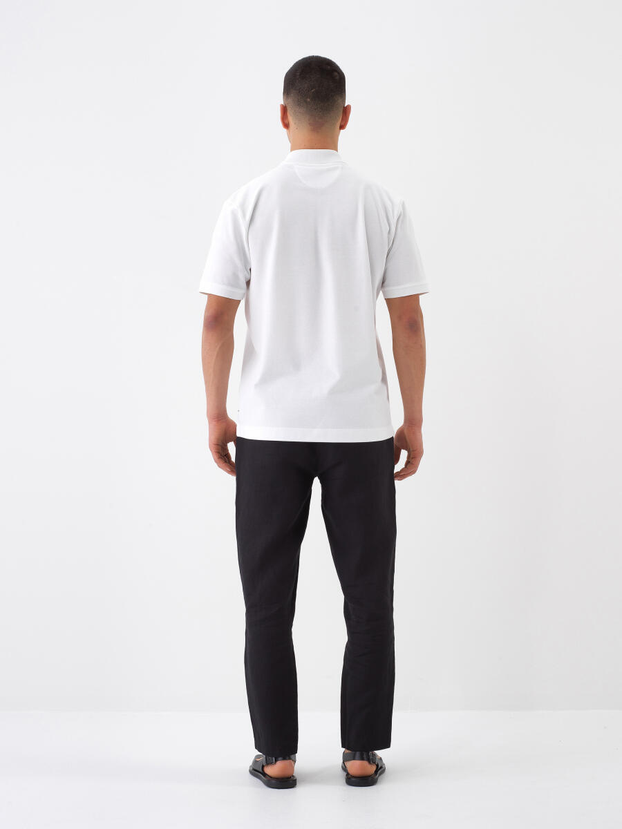 Beyaz Regular Fit Pamuklu Tişört - 4