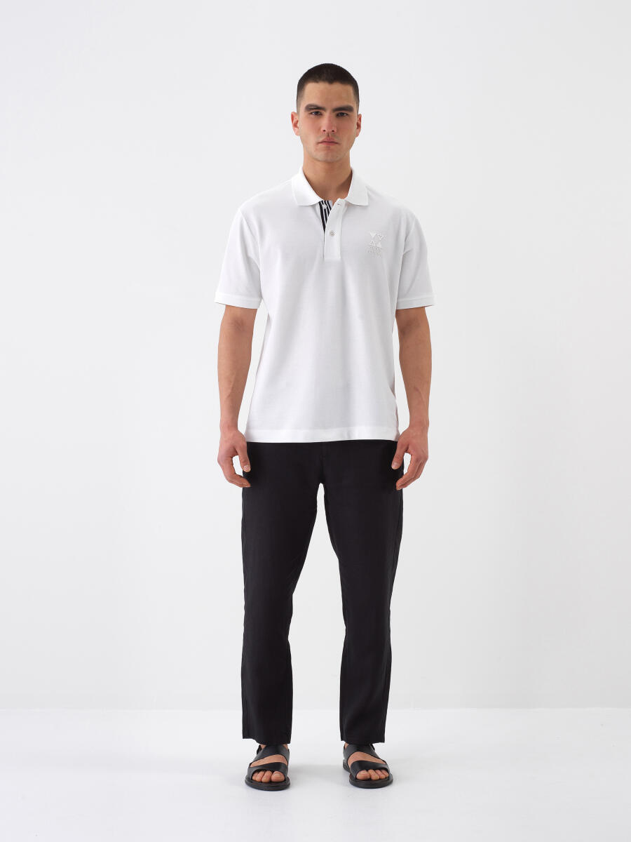 Beyaz Regular Fit Pamuklu Tişört - 2