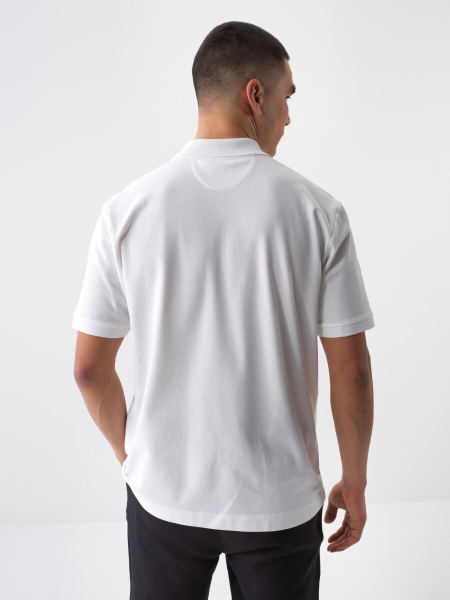 Beyaz Regular Fit Pamuklu Tişört - 3
