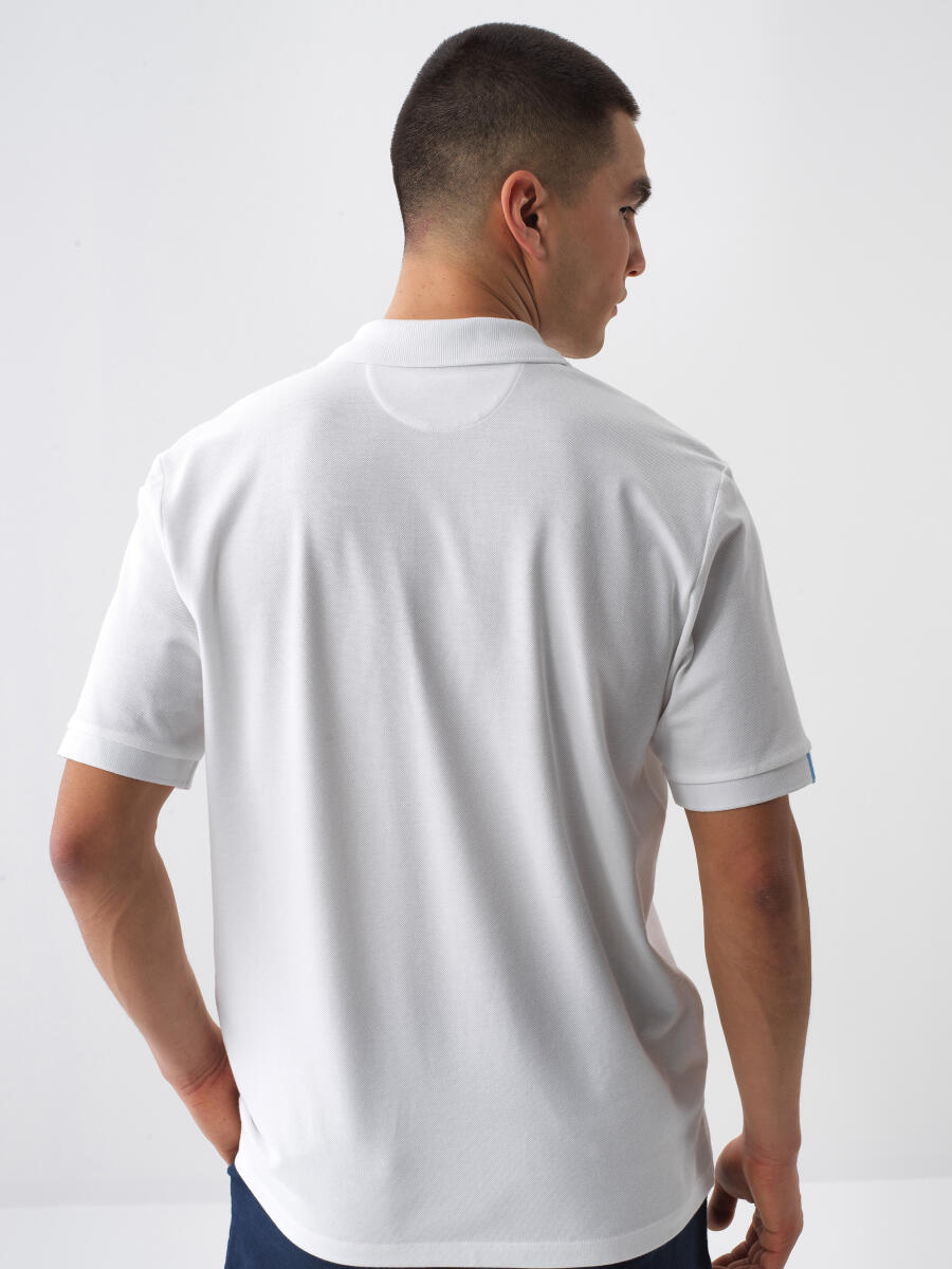 Beyaz Regular Fit Pamuklu Tişört - 5
