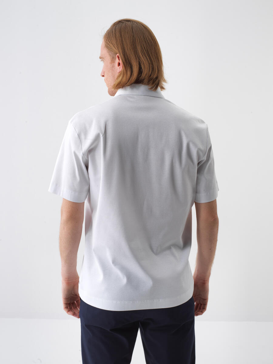 Beyaz Regular Fit Pamuklu Tişört - 4