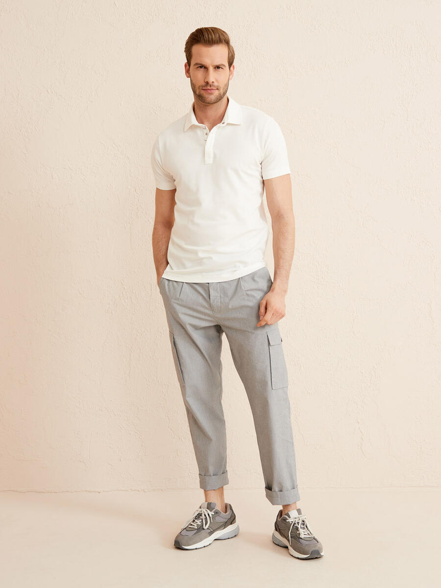 Beyaz Slim Fit Pamuklu Tişört - 2