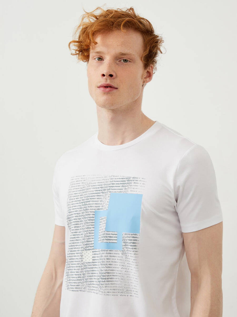 Beyaz Slim Fit Pamuklu Tişört - 3