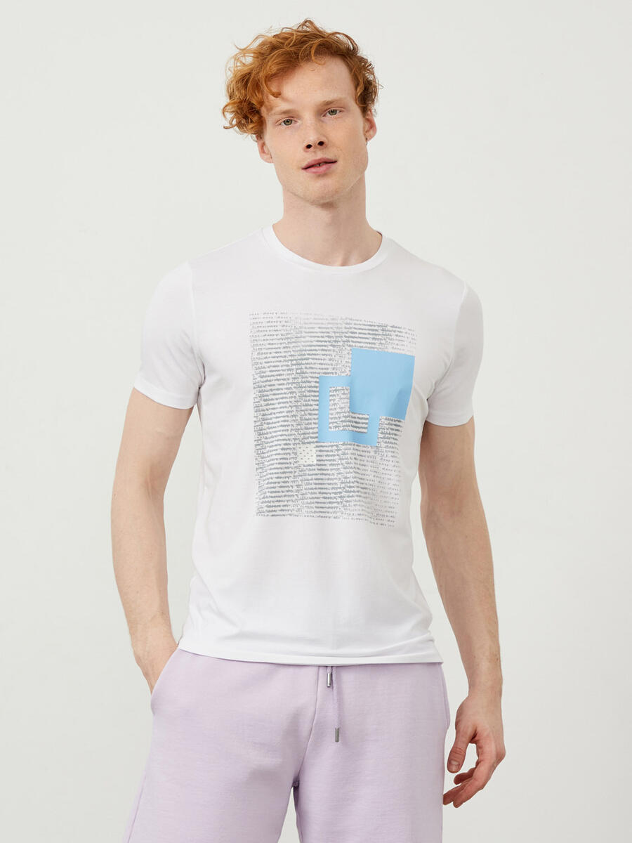 Beyaz Slim Fit Pamuklu Tişört - 5