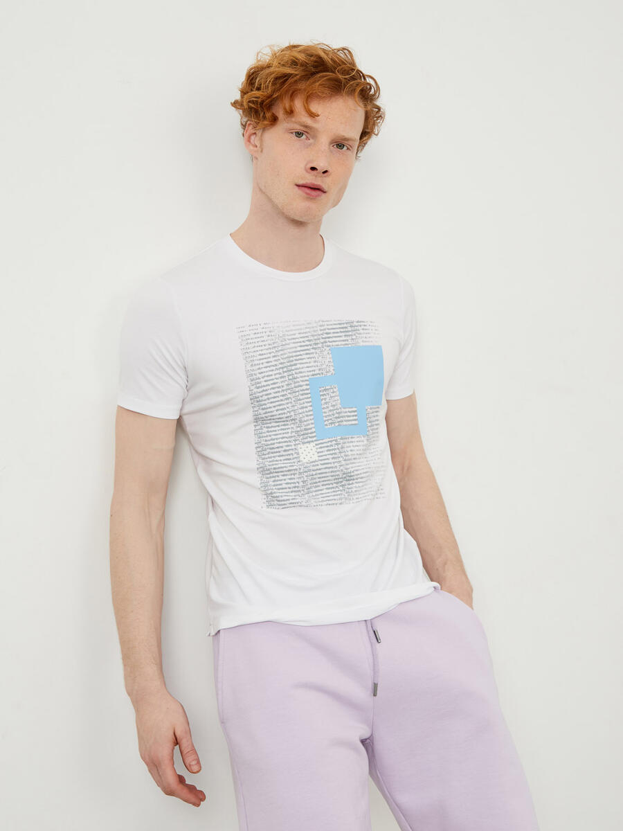 Beyaz Slim Fit Pamuklu Tişört