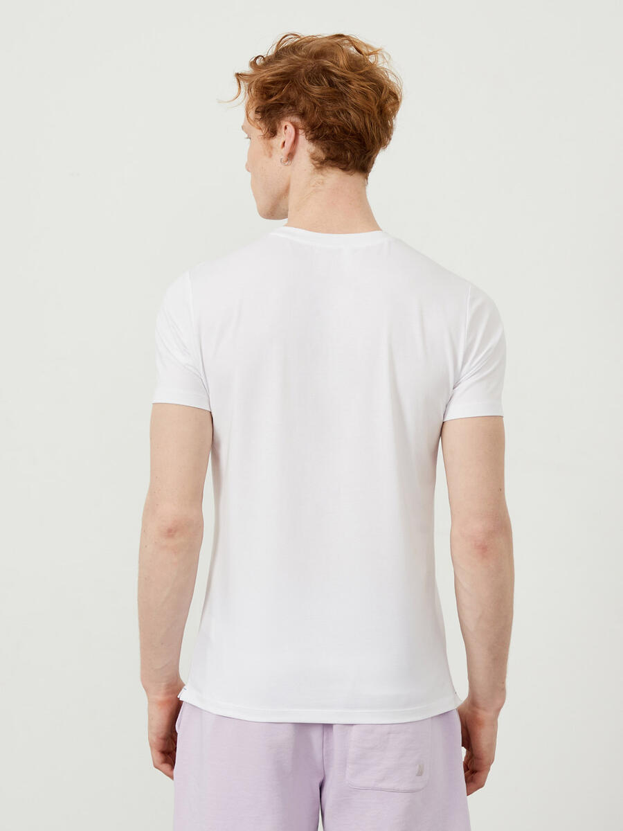 Beyaz Slim Fit Pamuklu Tişört - 6