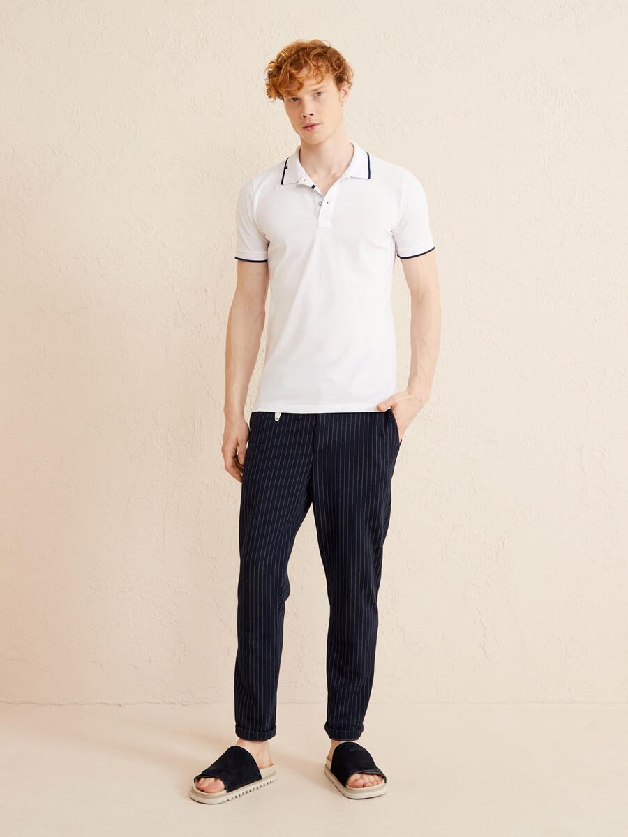 Beyaz Slim Fit Pamuklu Tişört - 2