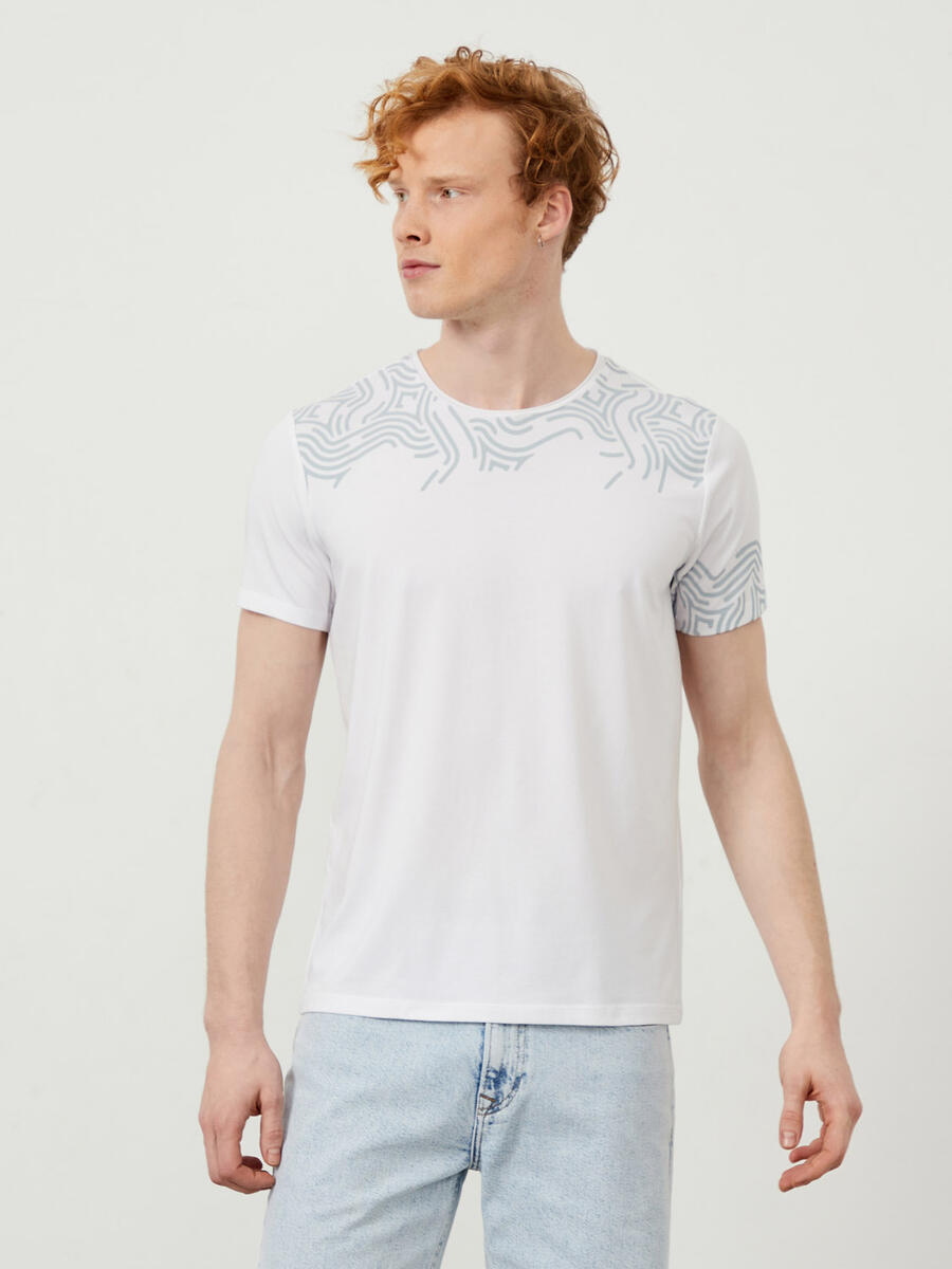 Beyaz Slim Fit Pamuklu Tişört - 4