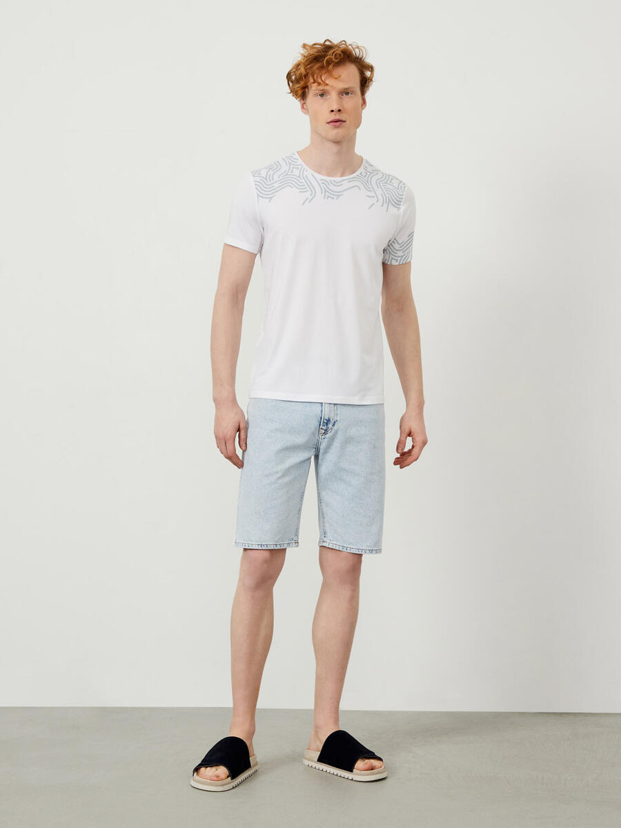 Beyaz Slim Fit Pamuklu Tişört - 2