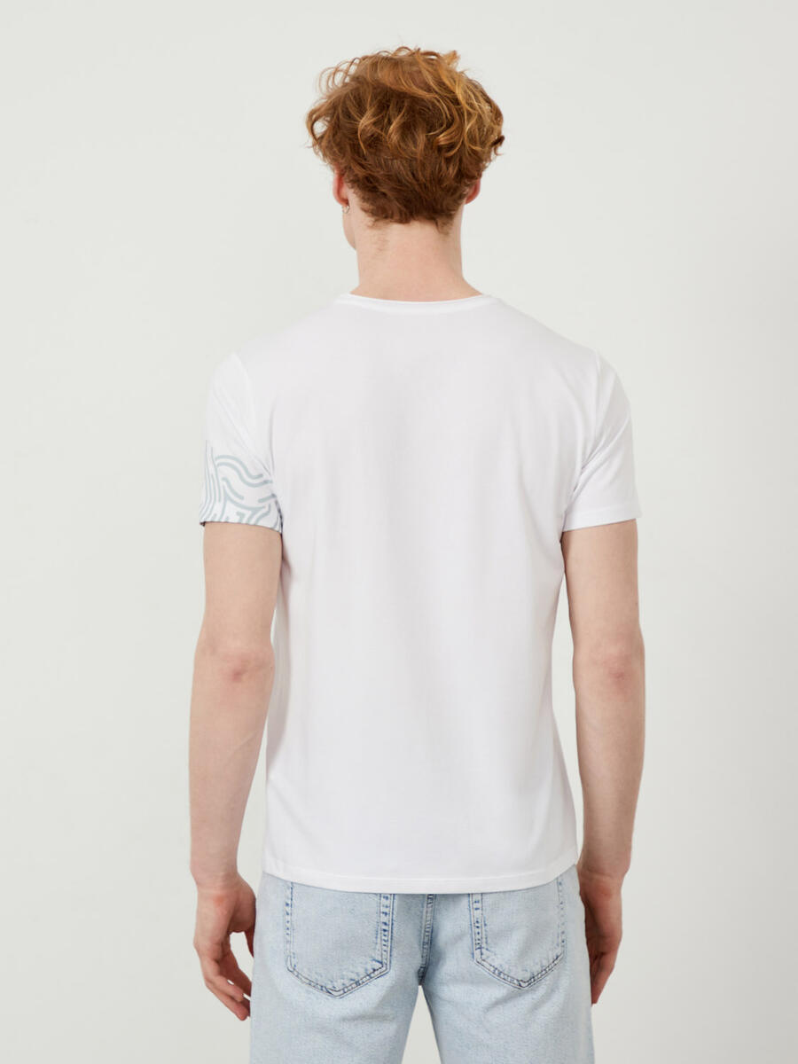 Beyaz Slim Fit Pamuklu Tişört - 5