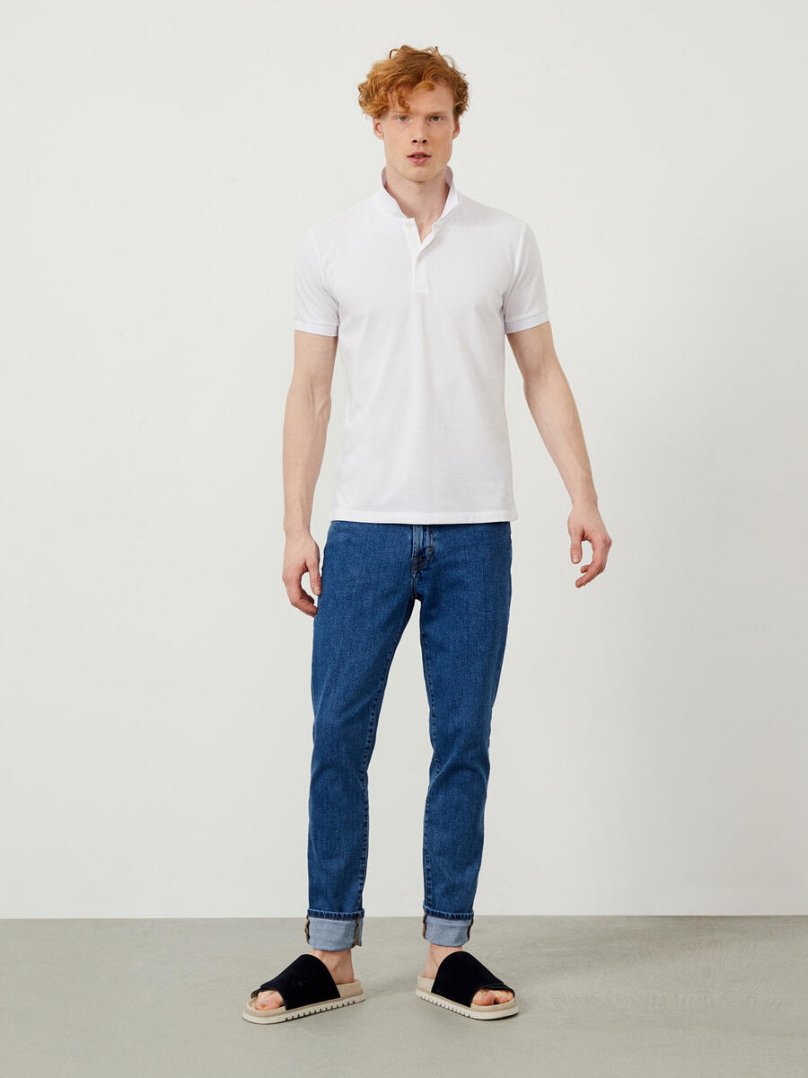 Beyaz Slim Fit Pamuklu Tişört - 2