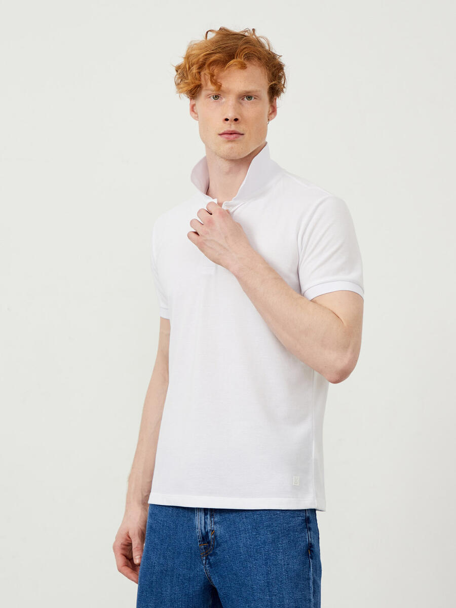 Beyaz Slim Fit Pamuklu Tişört - 3