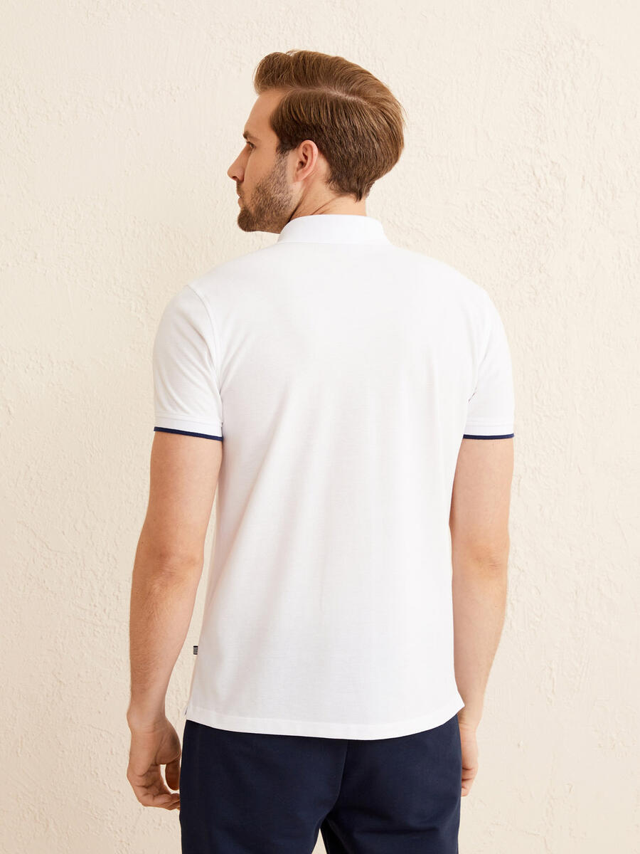 Beyaz Slim Fit Pamuklu Tişört - 4