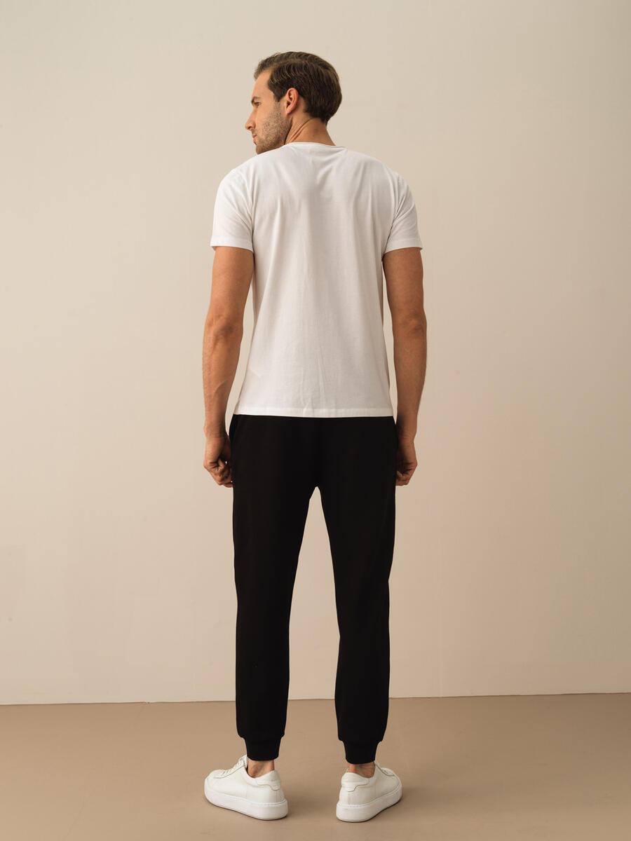 Beyaz Slim Fit Pamuklu Tişört - 4