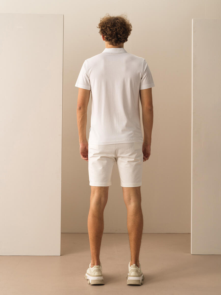 Beyaz Slim Fit Pamuklu Tişört - 4