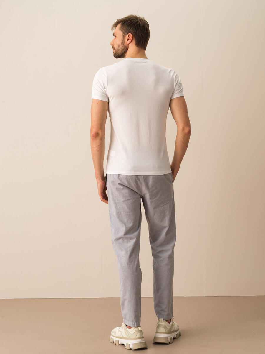 Beyaz Slim Fit Pamuklu Tişört - 4