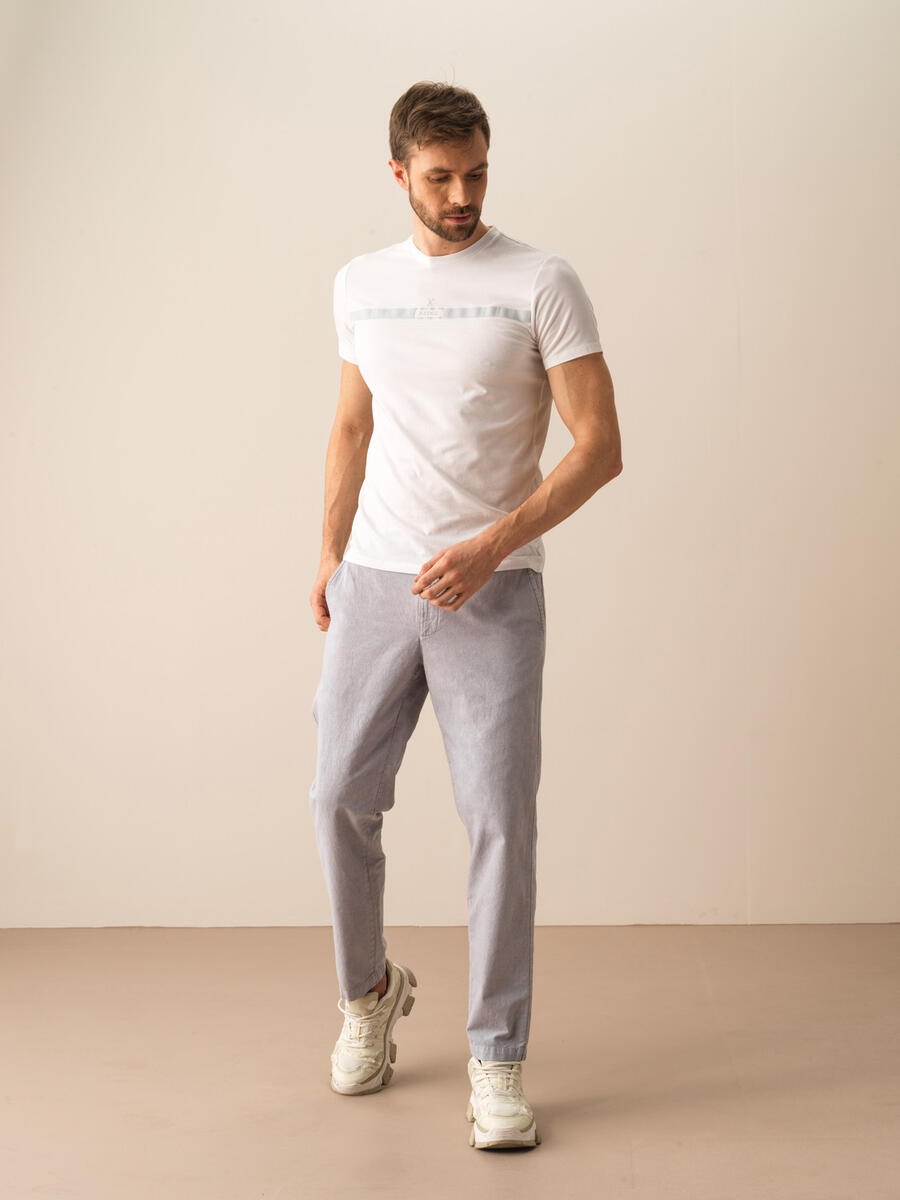 Beyaz Slim Fit Pamuklu Tişört - 2