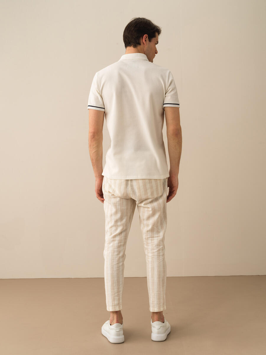 Beyaz Slim Fit Pamuklu Tişört - 4