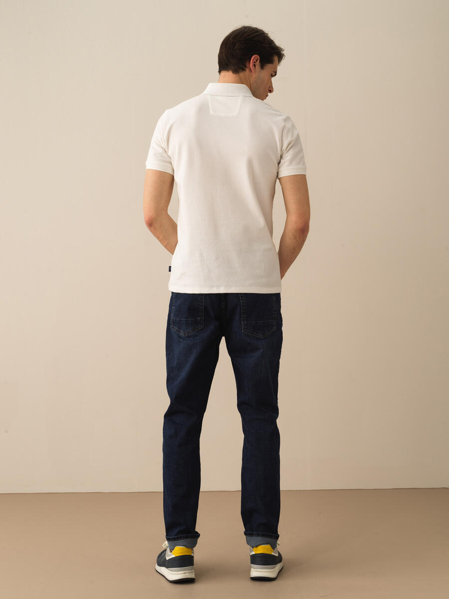 Beyaz Slim Fit Pamuklu Tişört - 5