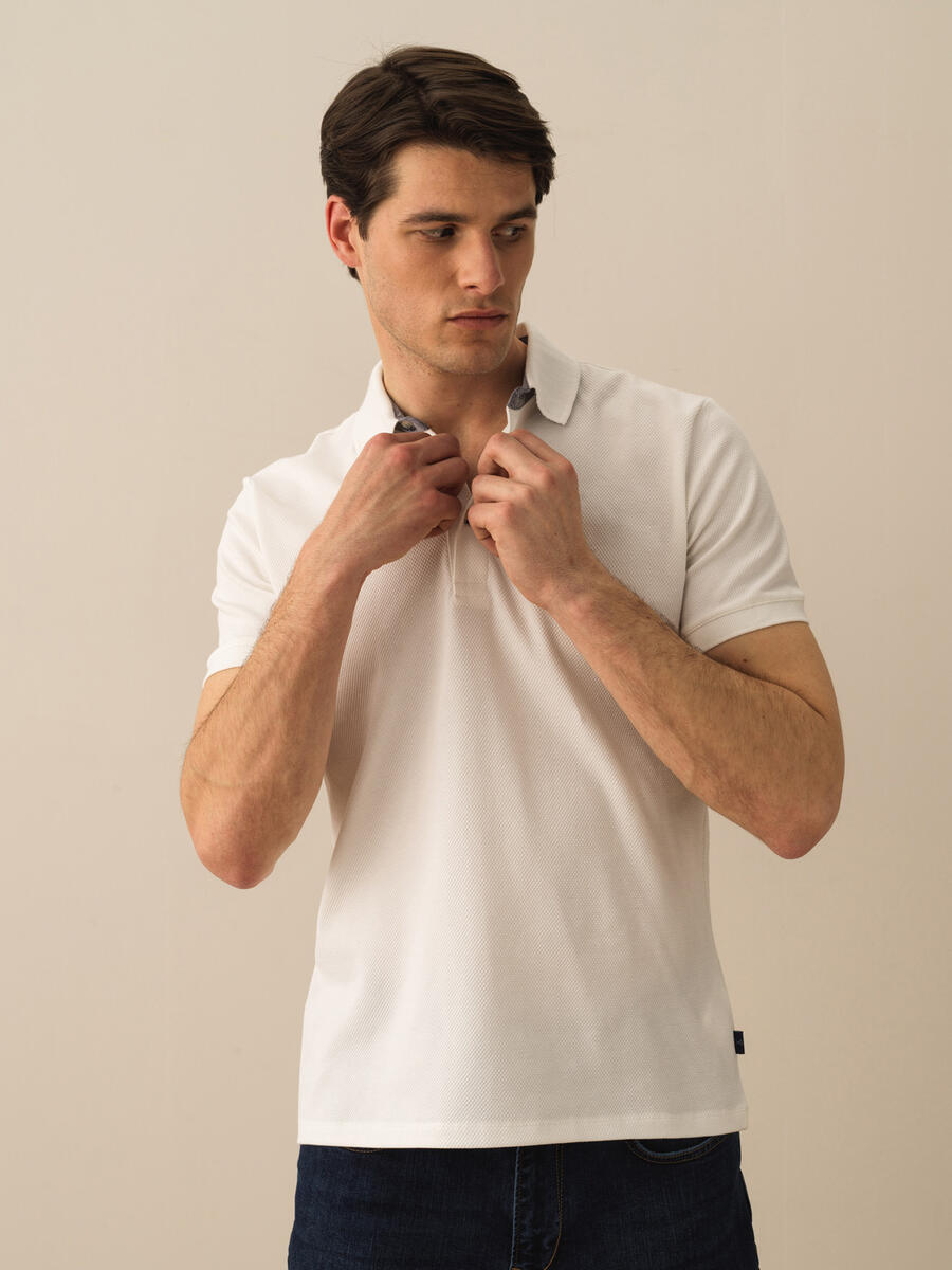 Beyaz Slim Fit Pamuklu Tişört - 3