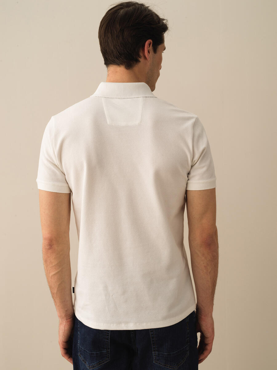 Beyaz Slim Fit Pamuklu Tişört - 4