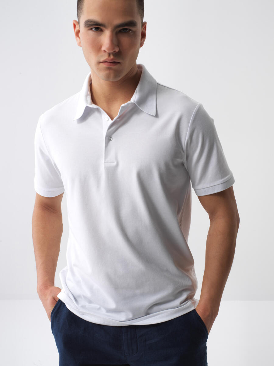 Beyaz Slim Fit Pamuklu Tişört - 3